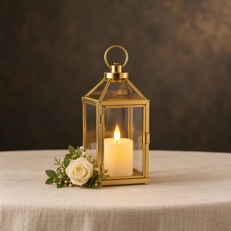 Lantern and floral centrepiece rental concept