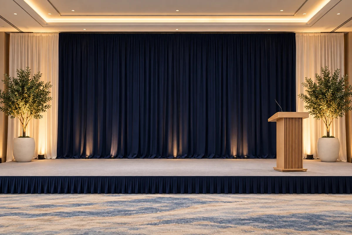 AI-generated formal ceremony concept; imagined room, not an actual photograph of Manhattan Grand Hotel